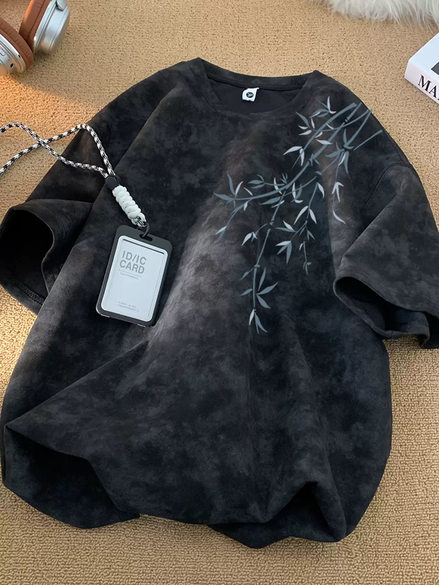 American tie dye short sleeved T-shirt men's summer print trendy brand ins high street loose round neck half sleeved teenage boy