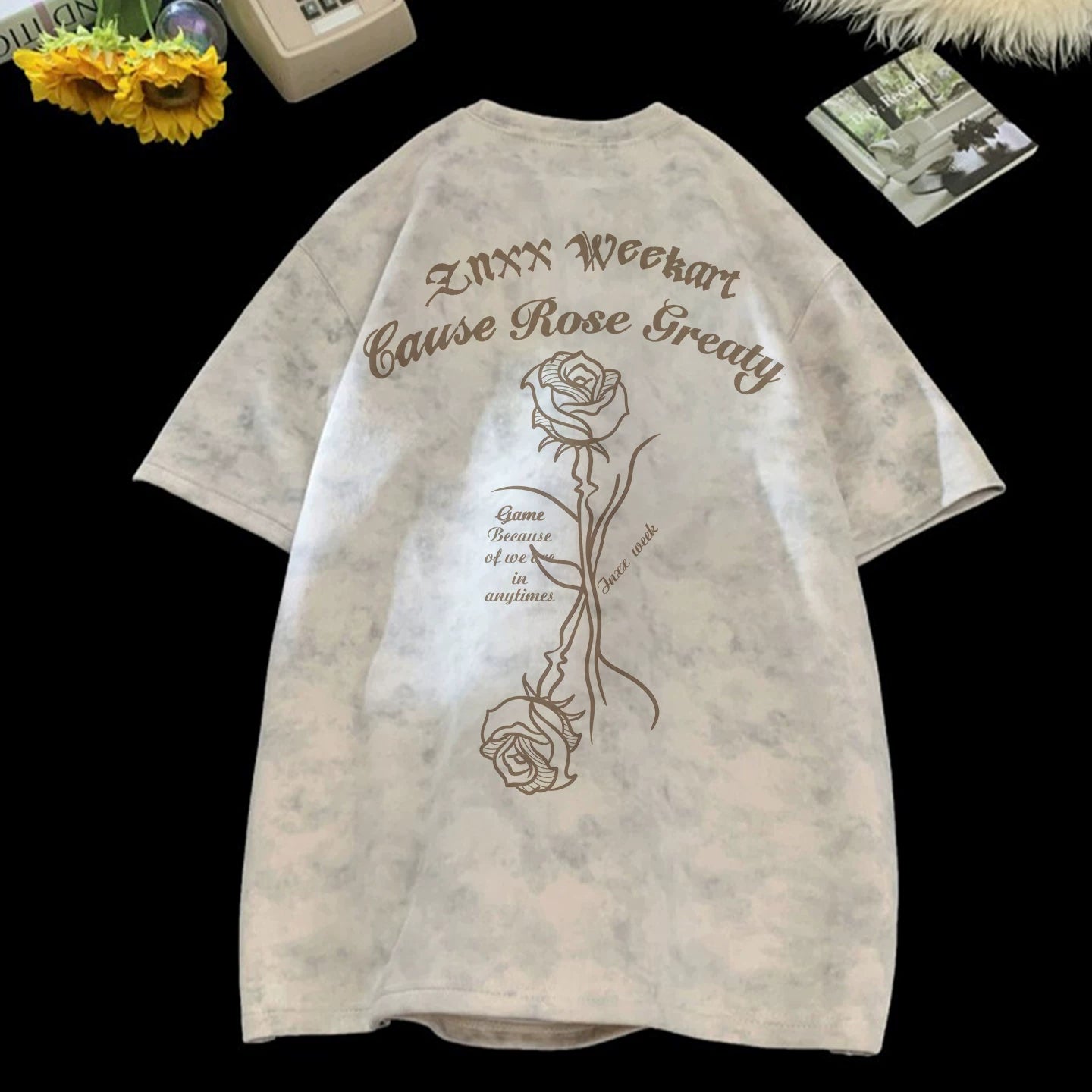 Trendy suede short sleeved T-shirt for men in summer 2026, new heavyweight five quarter sleeve loose fit youth handsome T-shirt