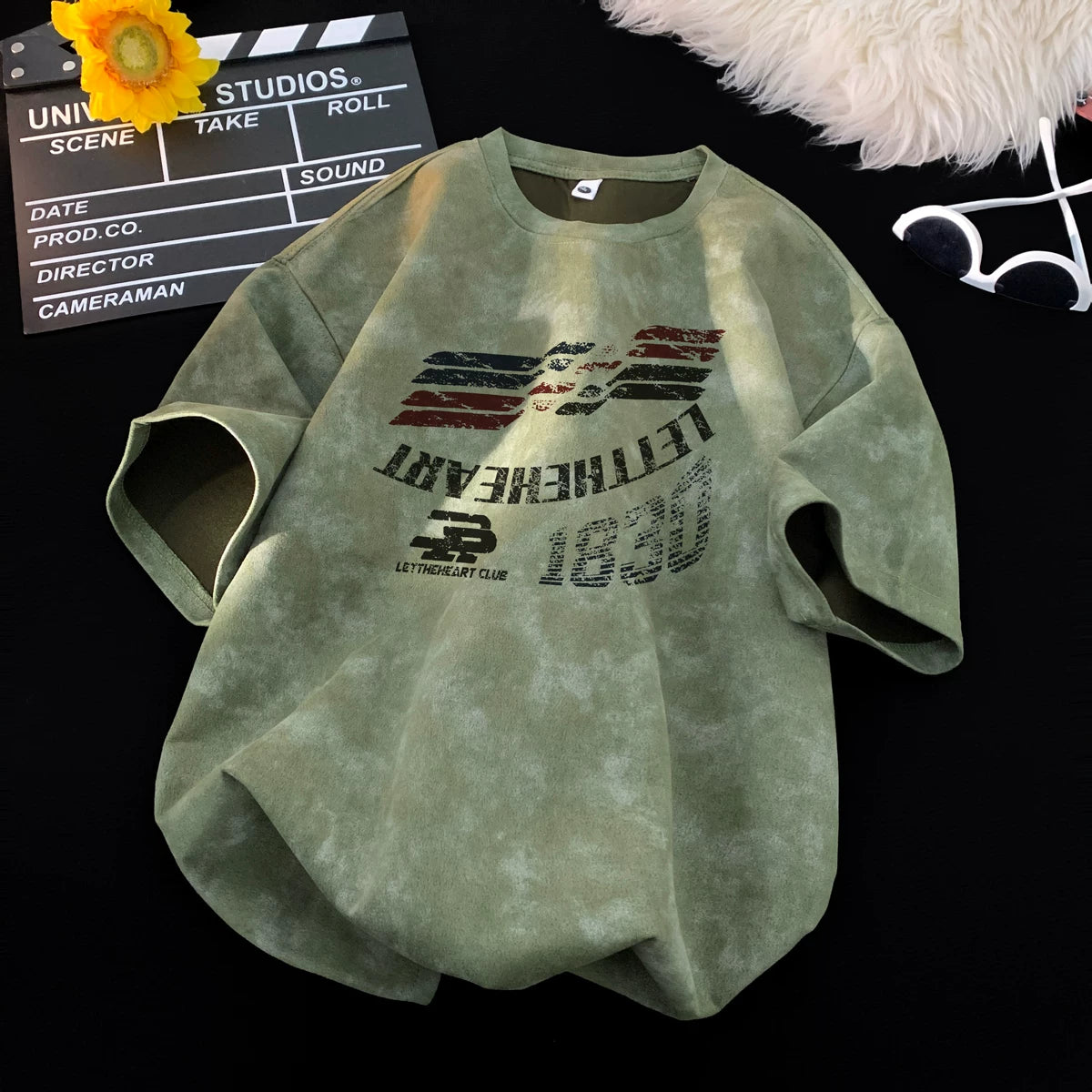 Summer tie dye printed short sleeved T-shirt for men, American style loose round neck T-shirt, trendy five and a half sleeves, 2026 new item