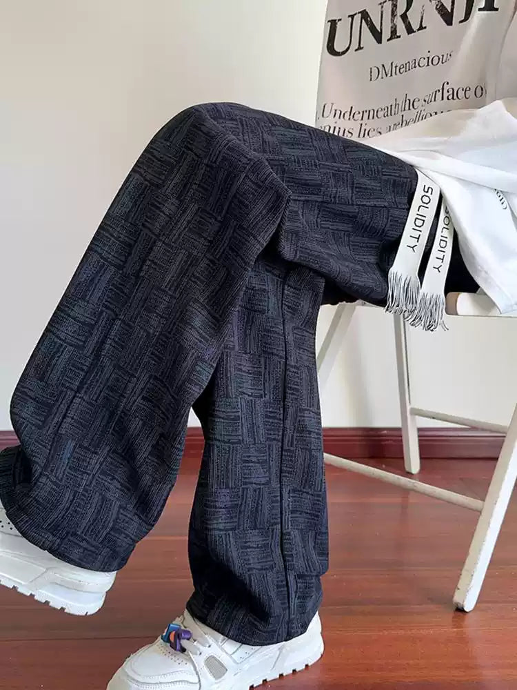 Trendy casual pants for men's spring and summer high street loose straight leg sweatpants 2026 new handsome youth ice silk pants