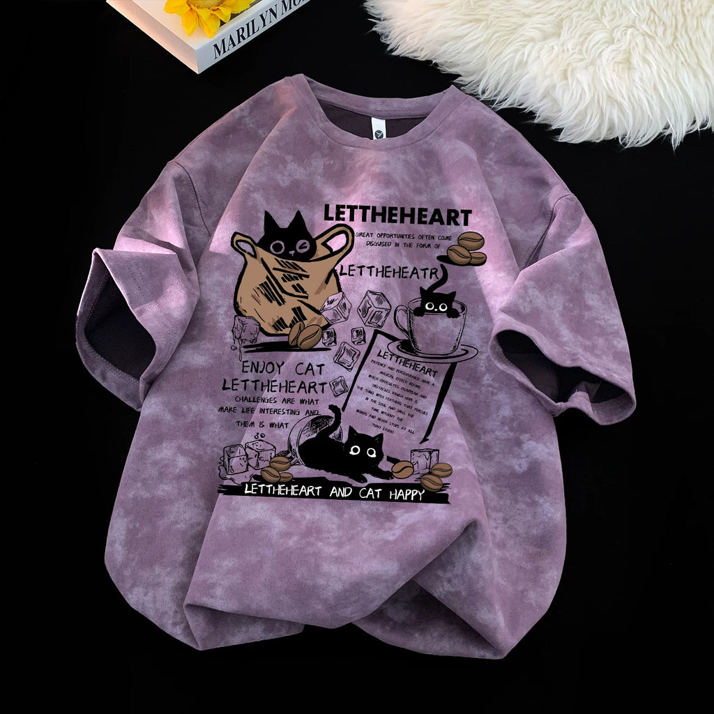 American tie dye short sleeved T-shirt for men's summer 2026 new loose round neck half sleeved shirt ins trendy high street T-shirt