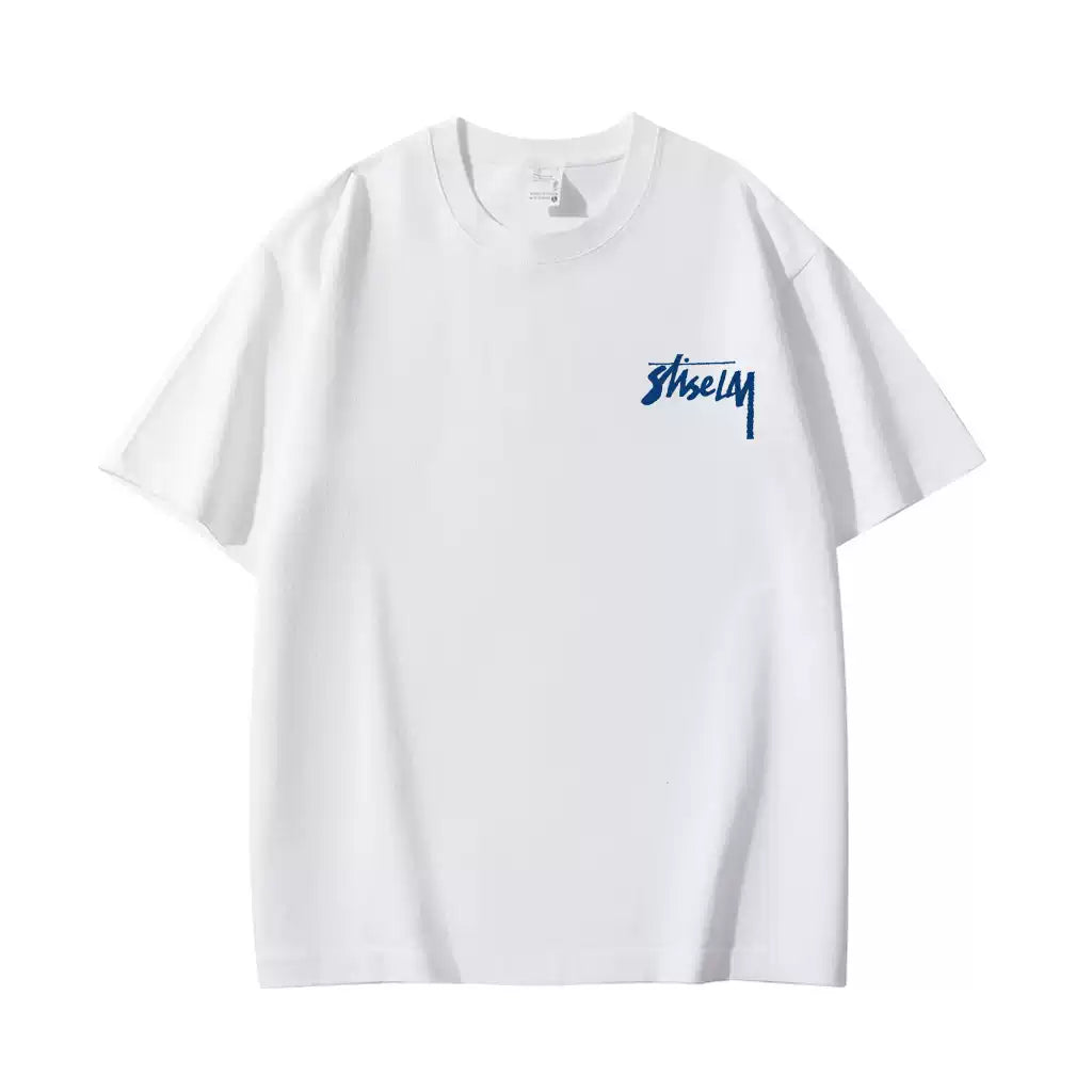 100% cotton high street student loose short-sleeved shirt T-shirt for men and women in summer