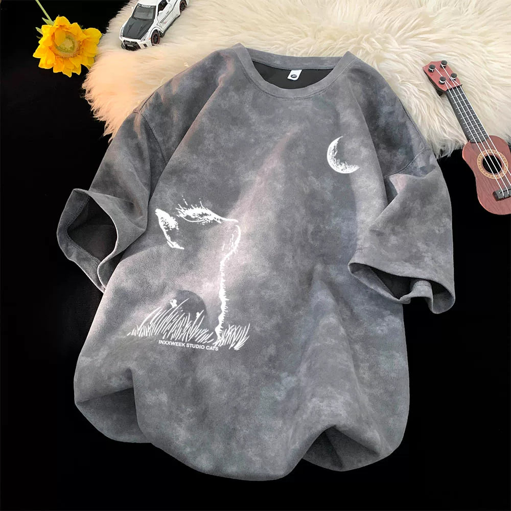 American tie dye short sleeved T-shirt for men, summer trend couple T-shirt, trendy brand, cool and stylish design, loose half sleeved top