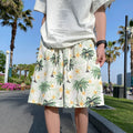 Ice silk cool feeling Hawaiian beach shorts for men in summer, thin design for teenagers, trendy brand, casual and breathable five part pants