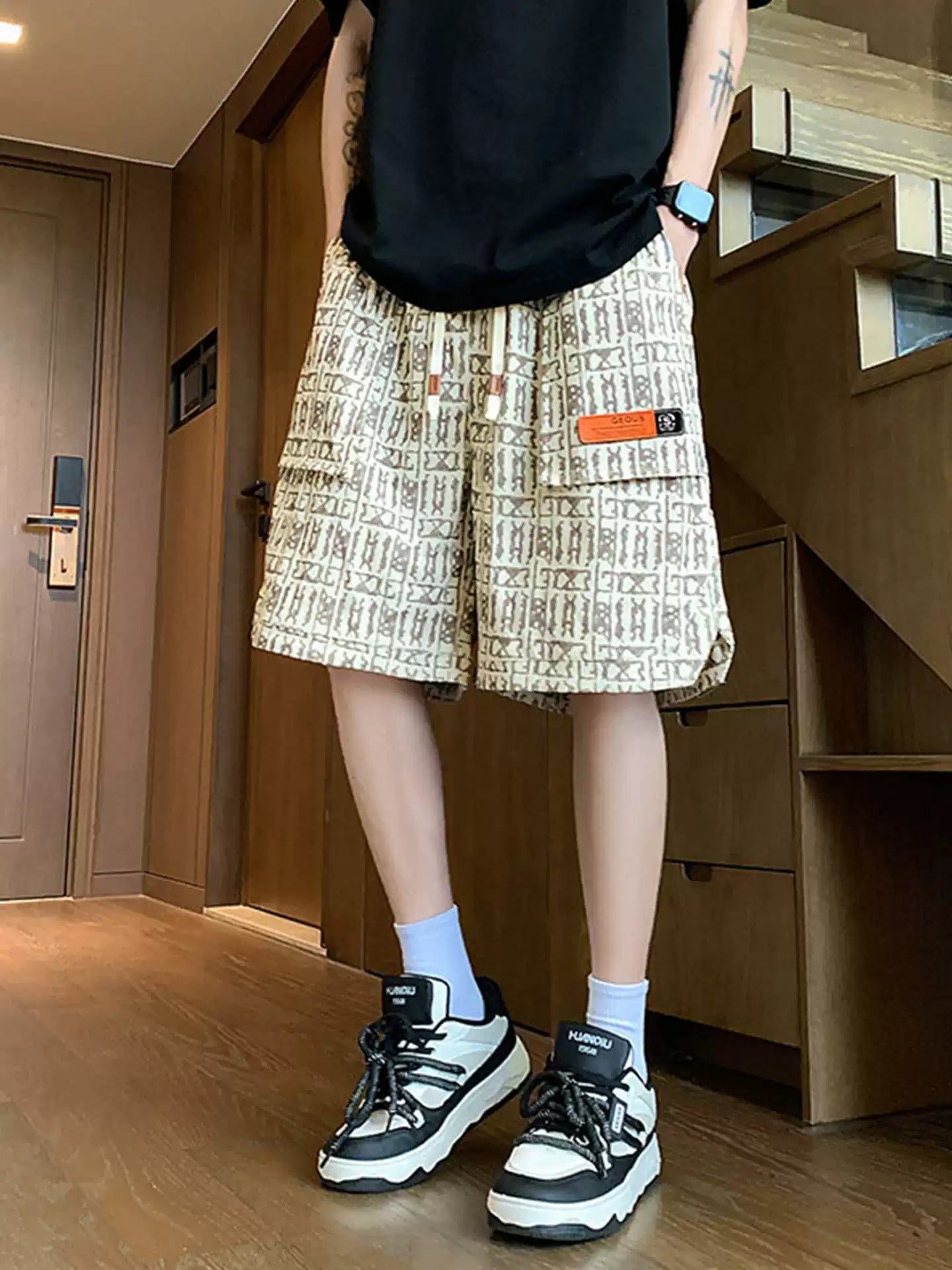 American workwear shorts men's summer 2026 new trendy brand youth mid pants sports basketball loose five quarter pants